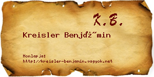 Kreisler Benjámin névjegykártya